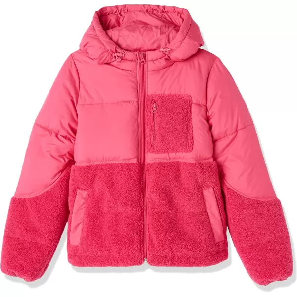 Amazon Essentials Womens Sherpa Puffer JacketHot Pink