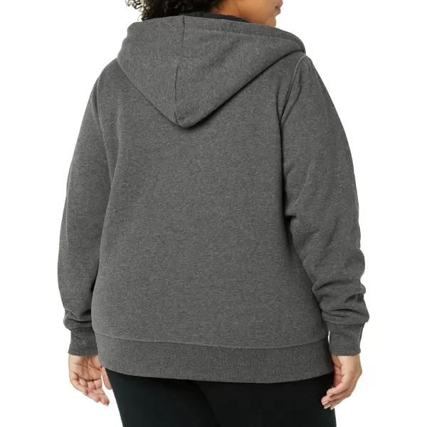 Amazon Essentials Womens SherpaLined Fleece FullZip Hooded Jacket Available in Plus SizeCharcoal Heather