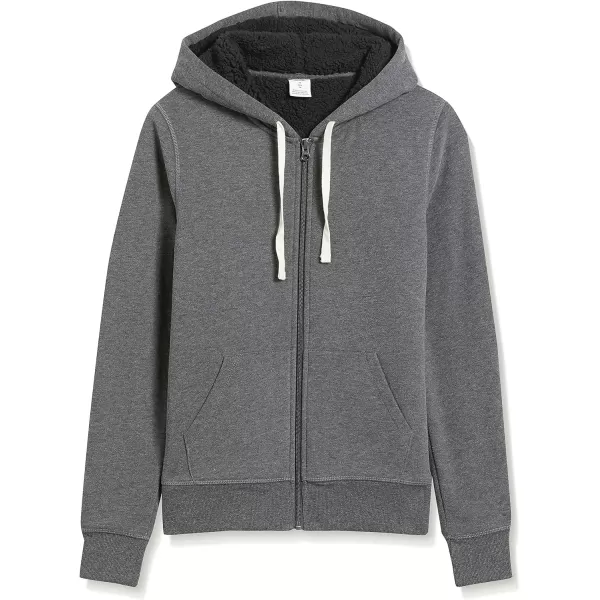 Amazon Essentials Womens SherpaLined Fleece FullZip Hooded Jacket Available in Plus SizeCharcoal Heather