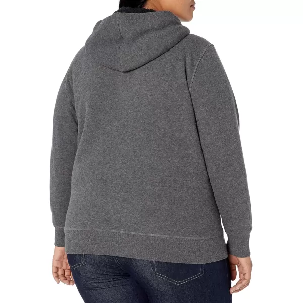Amazon Essentials Womens SherpaLined Fleece FullZip Hooded Jacket Available in Plus SizeCharcoal Heather