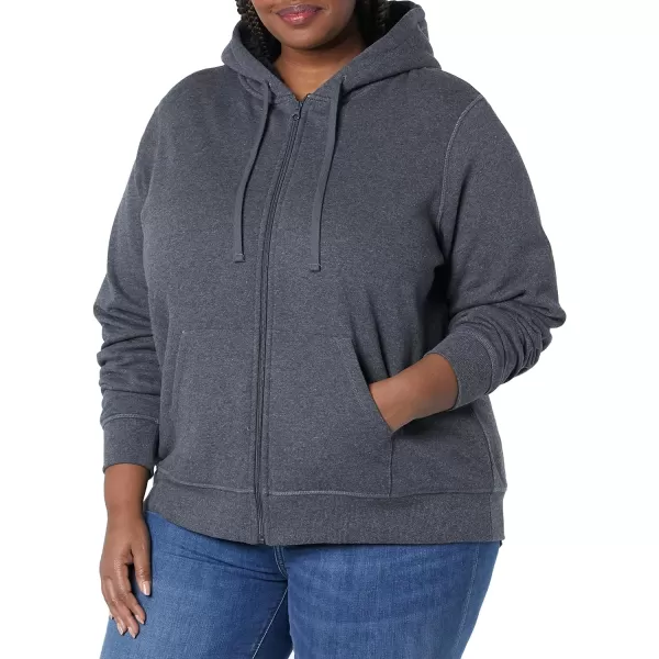 Amazon Essentials Womens SherpaLined Fleece FullZip Hooded Jacket Available in Plus SizeCharcoal Heather