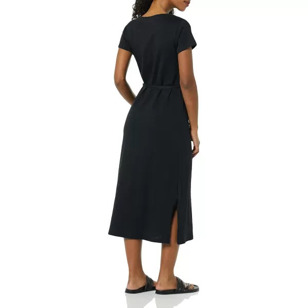 Amazon Essentials Womens Short Sleeve Belted Midi TShirt DressBlack