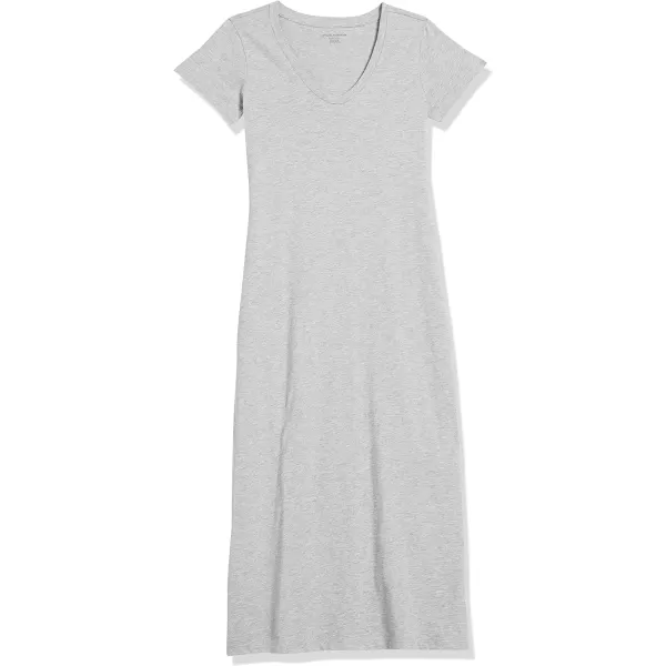 Amazon Essentials Womens Short Sleeve Belted Midi TShirt DressLight Grey Heather