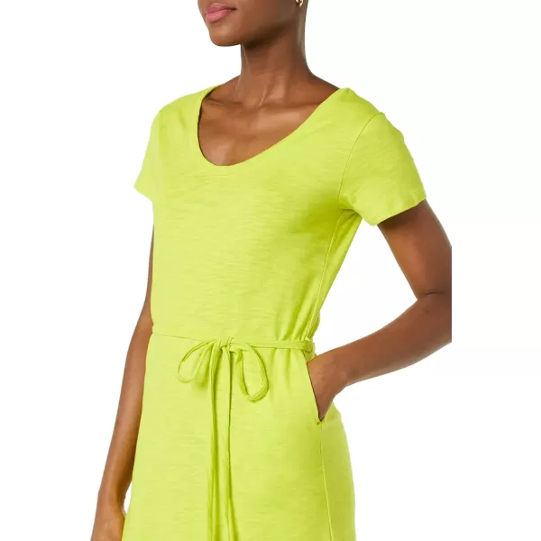 Amazon Essentials Womens Short Sleeve Belted Midi TShirt DressLime Green