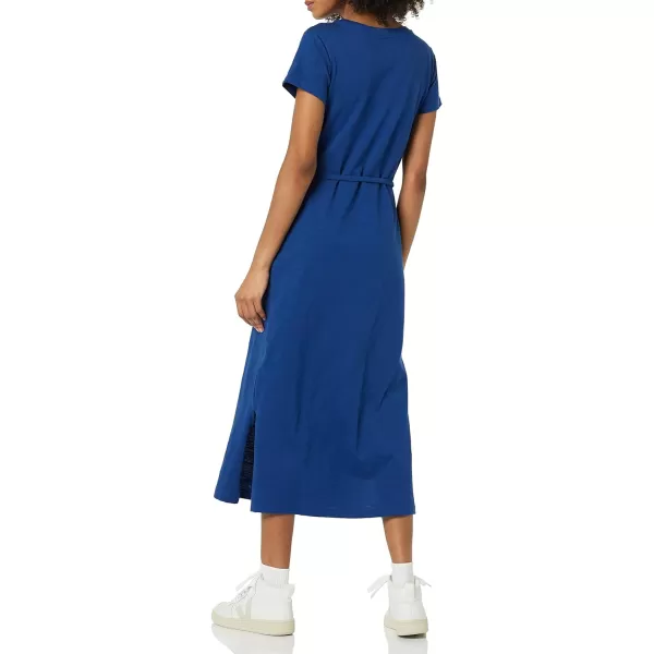 Amazon Essentials Womens Short Sleeve Belted Midi TShirt DressNavy