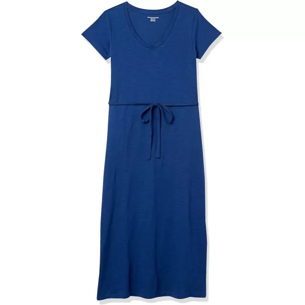 Amazon Essentials Womens Short Sleeve Belted Midi TShirt DressNavy