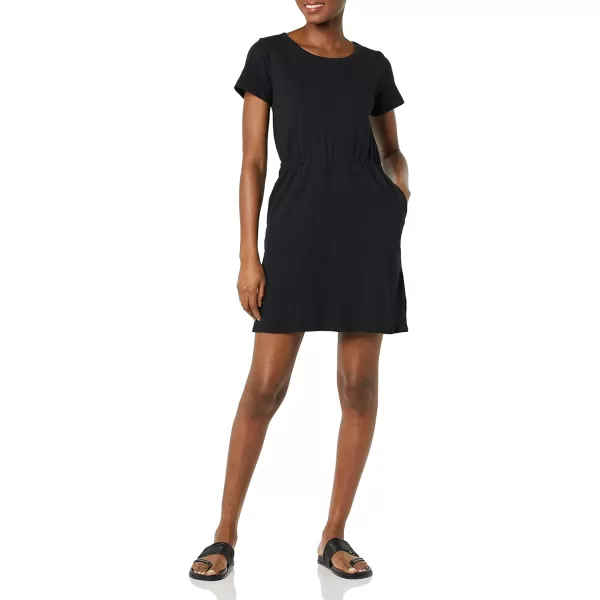 Amazon Essentials Womens Short Sleeve Elastic Waist Cotton Jersey MinidressBlack