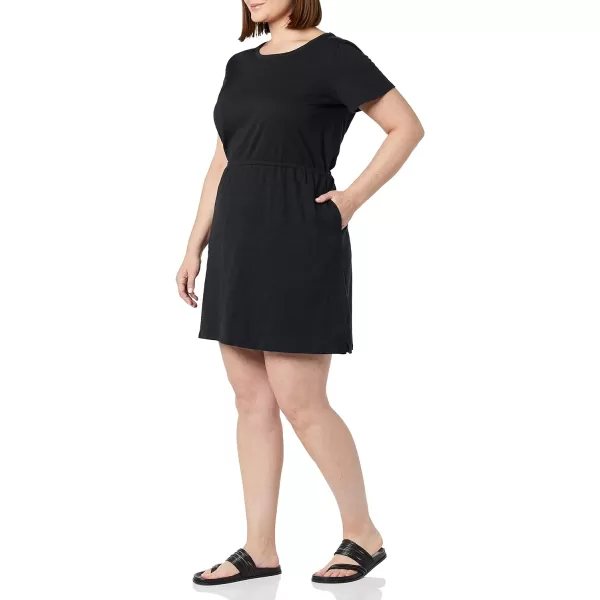 Amazon Essentials Womens Short Sleeve Elastic Waist Cotton Jersey MinidressBlack