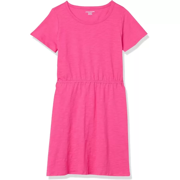 Amazon Essentials Womens Short Sleeve Elastic Waist Cotton Jersey MinidressDark Pink