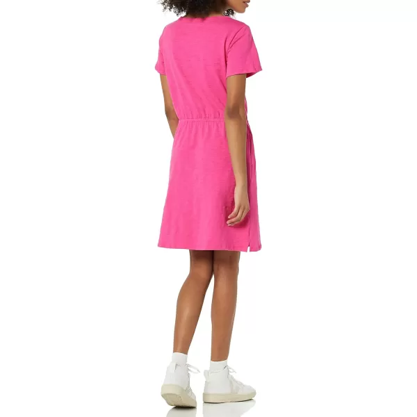 Amazon Essentials Womens Short Sleeve Elastic Waist Cotton Jersey MinidressDark Pink