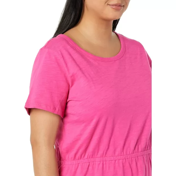 Amazon Essentials Womens Short Sleeve Elastic Waist Cotton Jersey MinidressDark Pink