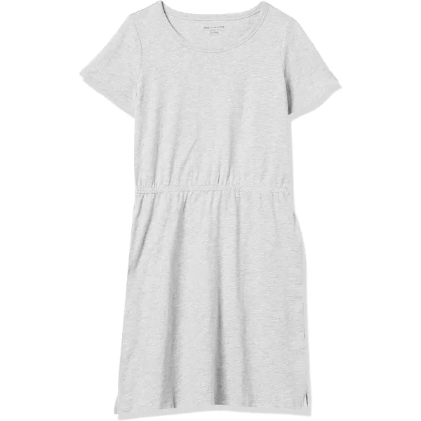 Amazon Essentials Womens Short Sleeve Elastic Waist Cotton Jersey MinidressLight Grey Heather