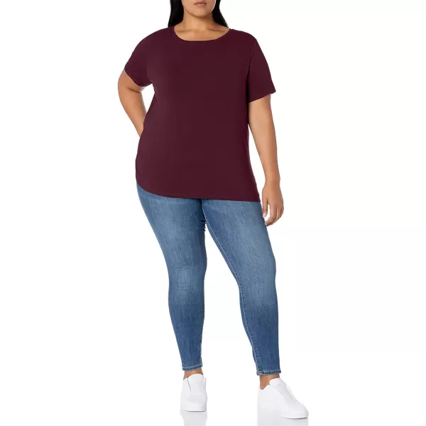Amazon Essentials Womens ShortSleeve Crewneck TShirtBurgundy