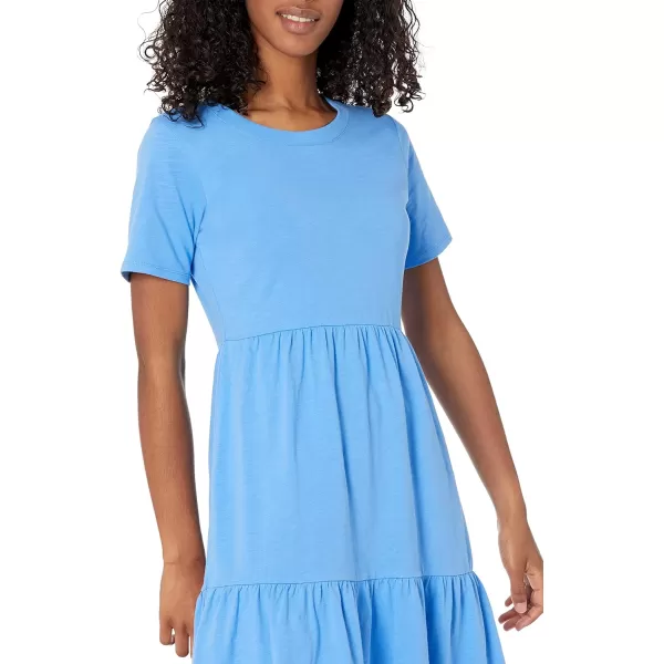 Amazon Essentials Womens ShortSleeve Crewneck Tiered DressBlue