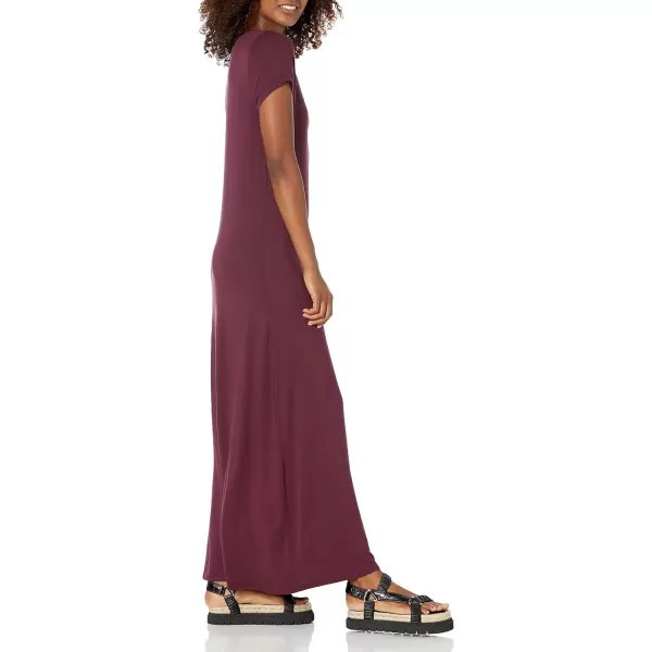 Amazon Essentials Womens ShortSleeve Maxi DressRayon Blend Burgundy