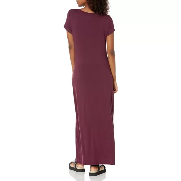 Amazon Essentials Womens ShortSleeve Maxi DressRayon Blend Burgundy