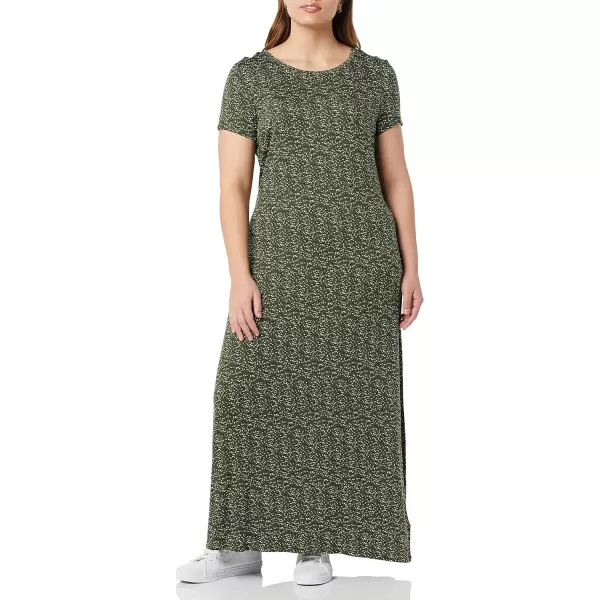 Amazon Essentials Womens ShortSleeve Maxi DressRayon Blend Green Dots