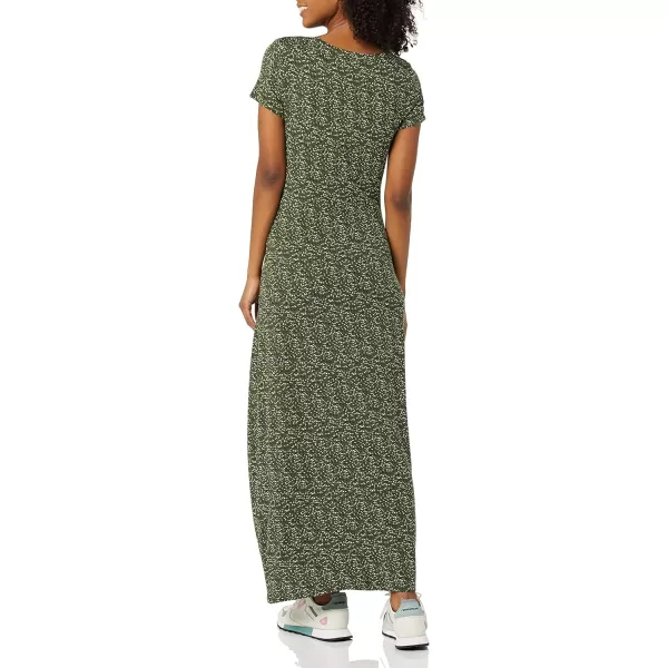 Amazon Essentials Womens ShortSleeve Maxi DressRayon Blend Green Dots