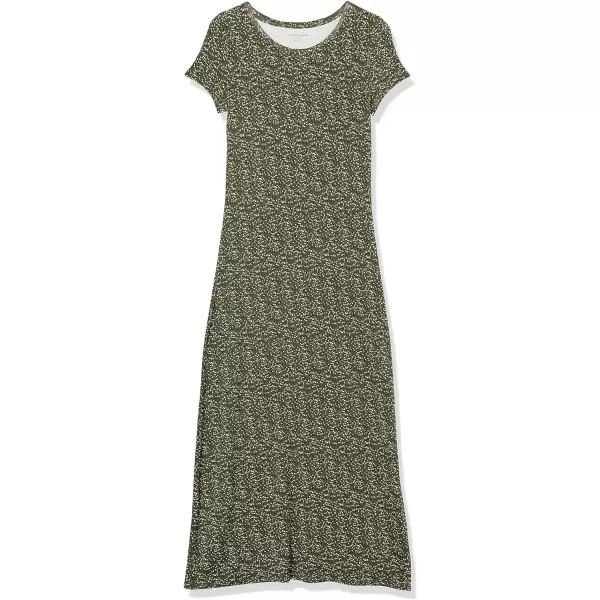 Amazon Essentials Womens ShortSleeve Maxi DressRayon Blend Green Dots