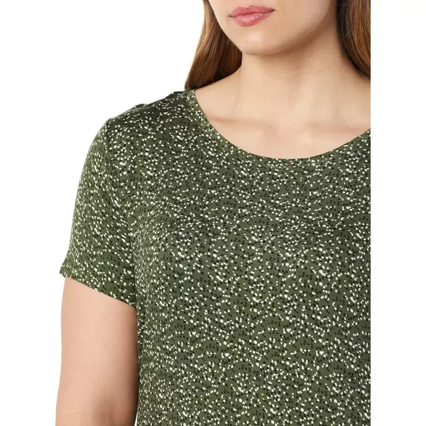 Amazon Essentials Womens ShortSleeve Maxi DressRayon Blend Green Dots