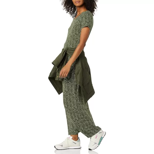 Amazon Essentials Womens ShortSleeve Maxi DressRayon Blend Green Dots