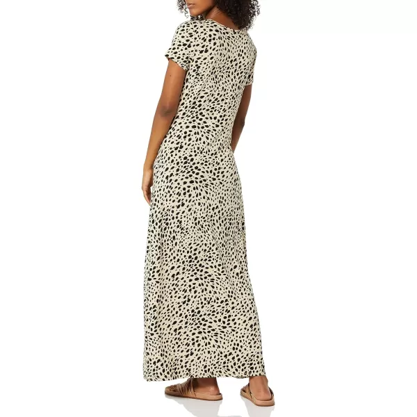 Amazon Essentials Womens ShortSleeve Maxi DressRayon Blend Tan Cheetah