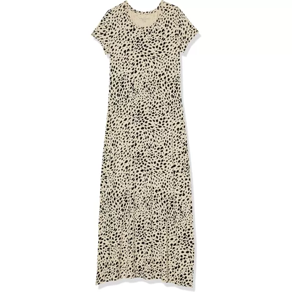 Amazon Essentials Womens ShortSleeve Maxi DressRayon Blend Tan Cheetah