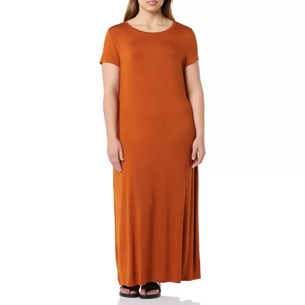 Amazon Essentials Womens ShortSleeve Maxi DressRayon Blend Terracotta