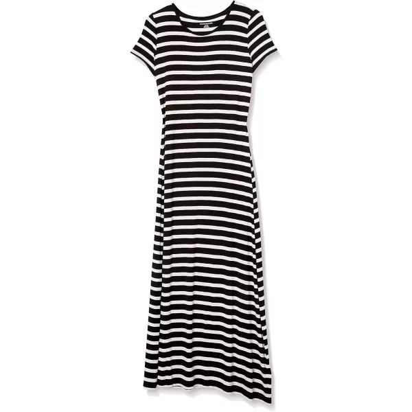 Amazon Essentials Womens ShortSleeve Maxi DressSustainably Sourced Rayon Blend Black French Stripe