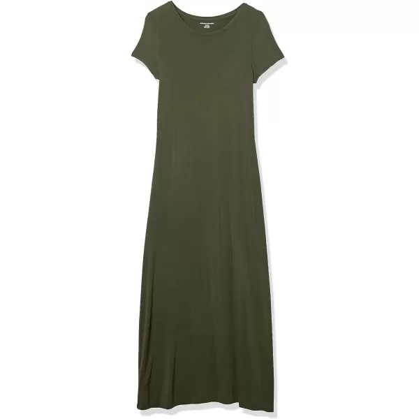 Amazon Essentials Womens ShortSleeve Maxi DressSustainably Sourced Rayon Blend Dark Olive