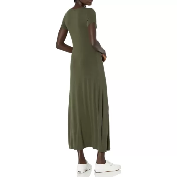 Amazon Essentials Womens ShortSleeve Maxi DressSustainably Sourced Rayon Blend Dark Olive