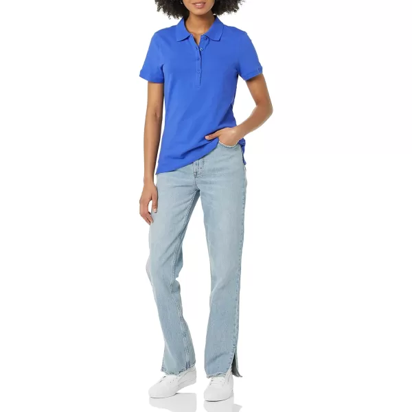 Amazon Essentials Womens ShortSleeve Polo Shirt Available in Plus SizeBlue