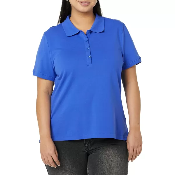 Amazon Essentials Womens ShortSleeve Polo Shirt Available in Plus SizeBlue