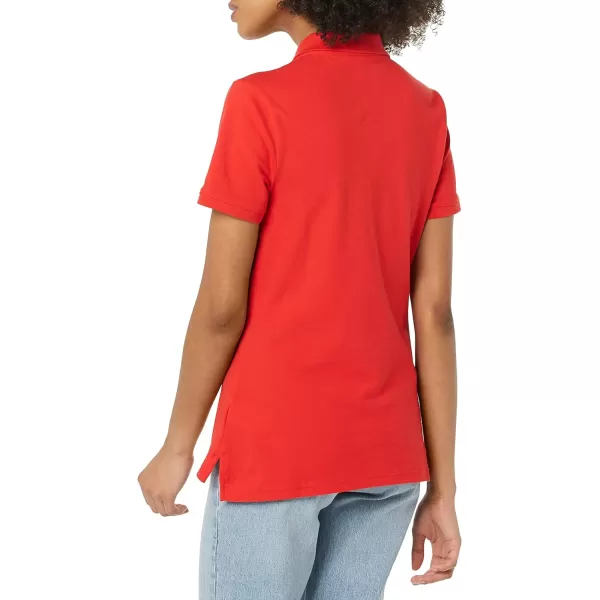 Amazon Essentials Womens ShortSleeve Polo Shirt Available in Plus SizeBright Poppy Red