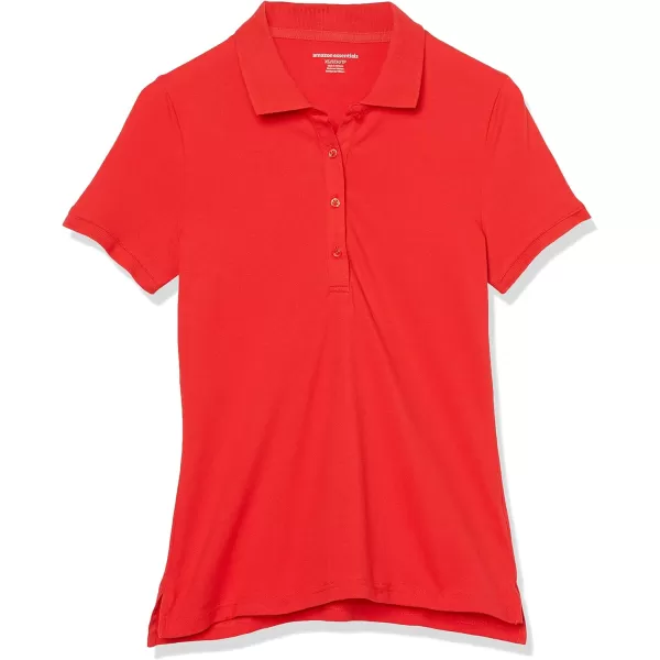 Amazon Essentials Womens ShortSleeve Polo Shirt Available in Plus SizeBright Poppy Red