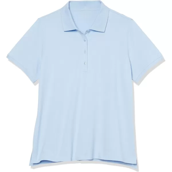 Amazon Essentials Womens ShortSleeve Polo Shirt Available in Plus SizeLight Blue