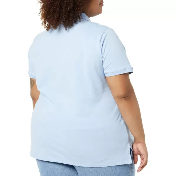 Amazon Essentials Womens ShortSleeve Polo Shirt Available in Plus SizeLight Blue