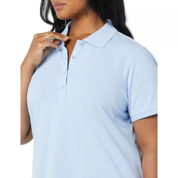 Amazon Essentials Womens ShortSleeve Polo Shirt Available in Plus SizeLight Blue