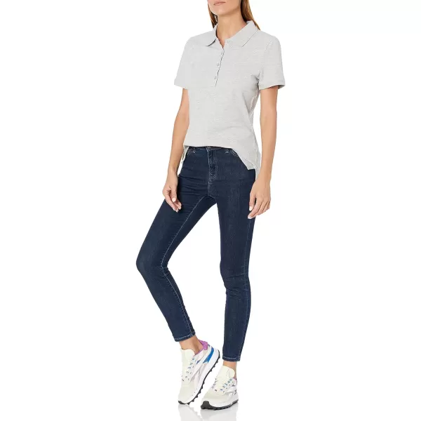Amazon Essentials Womens ShortSleeve Polo Shirt Available in Plus SizeLight Grey Heather