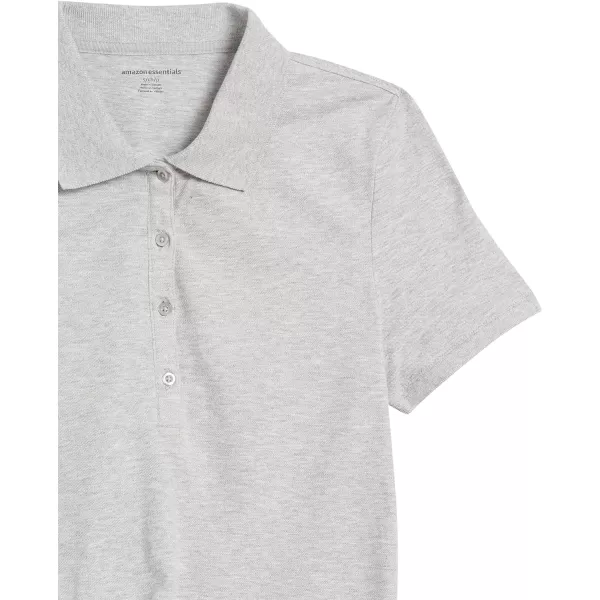 Amazon Essentials Womens ShortSleeve Polo Shirt Available in Plus SizeLight Grey Heather