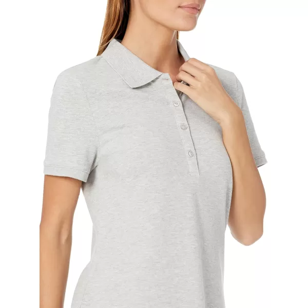 Amazon Essentials Womens ShortSleeve Polo Shirt Available in Plus SizeLight Grey Heather