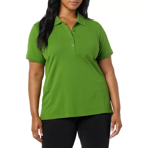 Amazon Essentials Womens ShortSleeve Polo Shirt Available in Plus SizeLight Olive