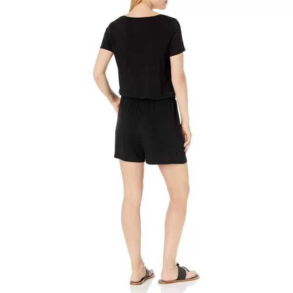 Amazon Essentials Womens ShortSleeve Scoop Neck RomperBlack