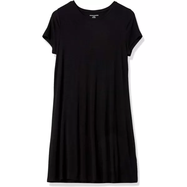 Amazon Essentials Womens ShortSleeve Scoop Neck Swing Dress Available in Plus SizeRayon Blend Black