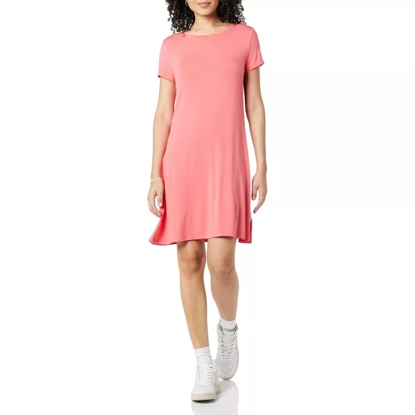 Amazon Essentials Womens ShortSleeve Scoop Neck Swing Dress Available in Plus SizeRayon Blend Hot Pink