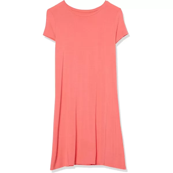 Amazon Essentials Womens ShortSleeve Scoop Neck Swing Dress Available in Plus SizeRayon Blend Hot Pink