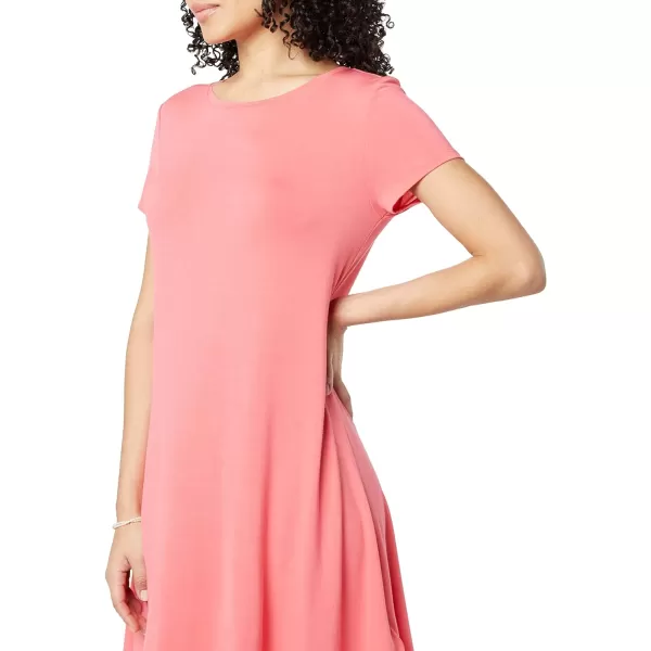 Amazon Essentials Womens ShortSleeve Scoop Neck Swing Dress Available in Plus SizeRayon Blend Hot Pink