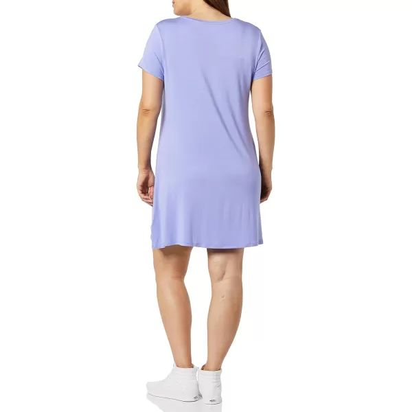 Amazon Essentials Womens ShortSleeve Scoop Neck Swing Dress Available in Plus SizeRayon Blend Soft Violet