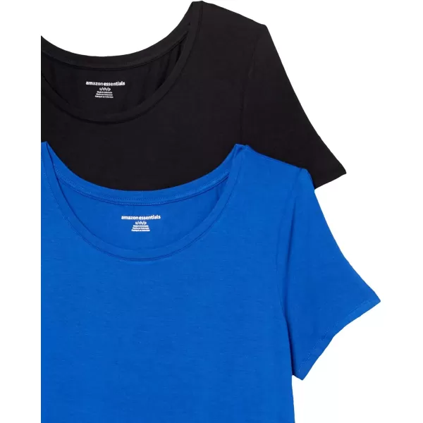 Amazon Essentials Womens ShortSleeve Scoopneck Tunic Pack of 2Rayon Blend Cobalt BlueBlack