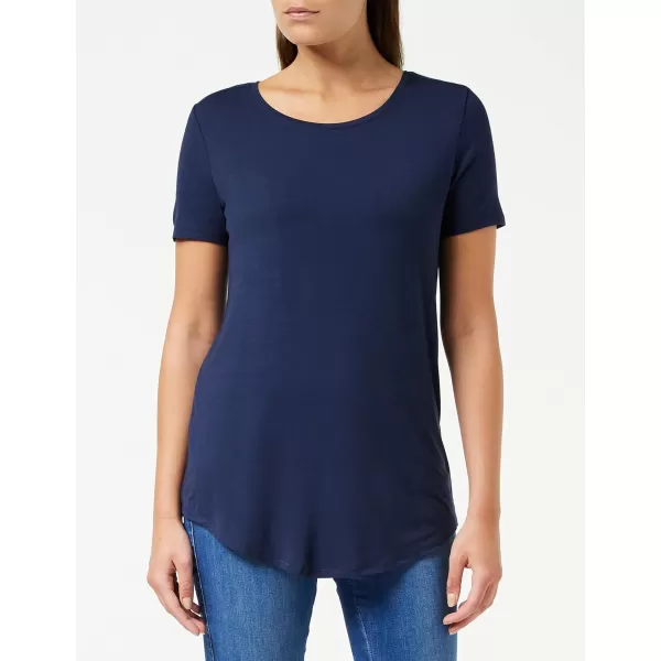 Amazon Essentials Womens ShortSleeve Scoopneck Tunic Pack of 2Rayon Blend Navy